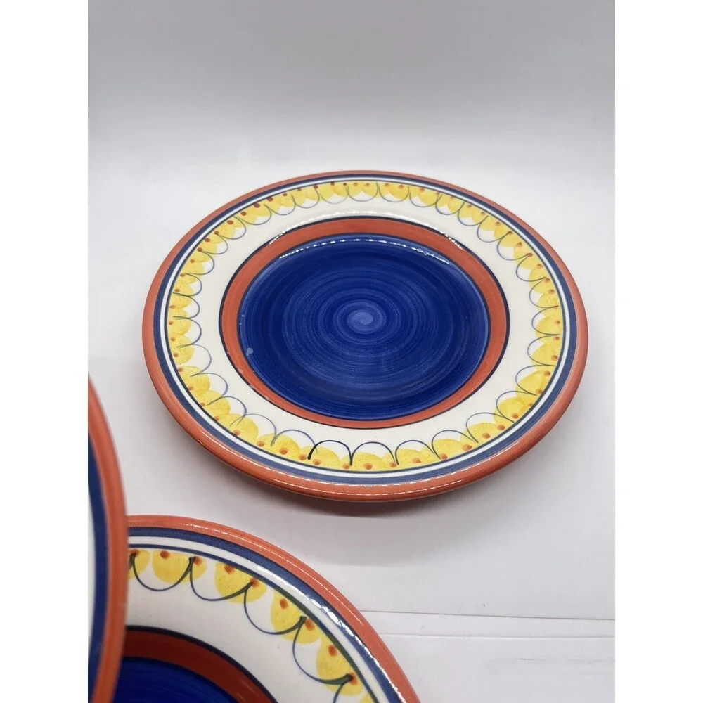 Pier 1 Del Sol Handpainted Earthenware Dessert Salad Plates Set of Three 8 1/2